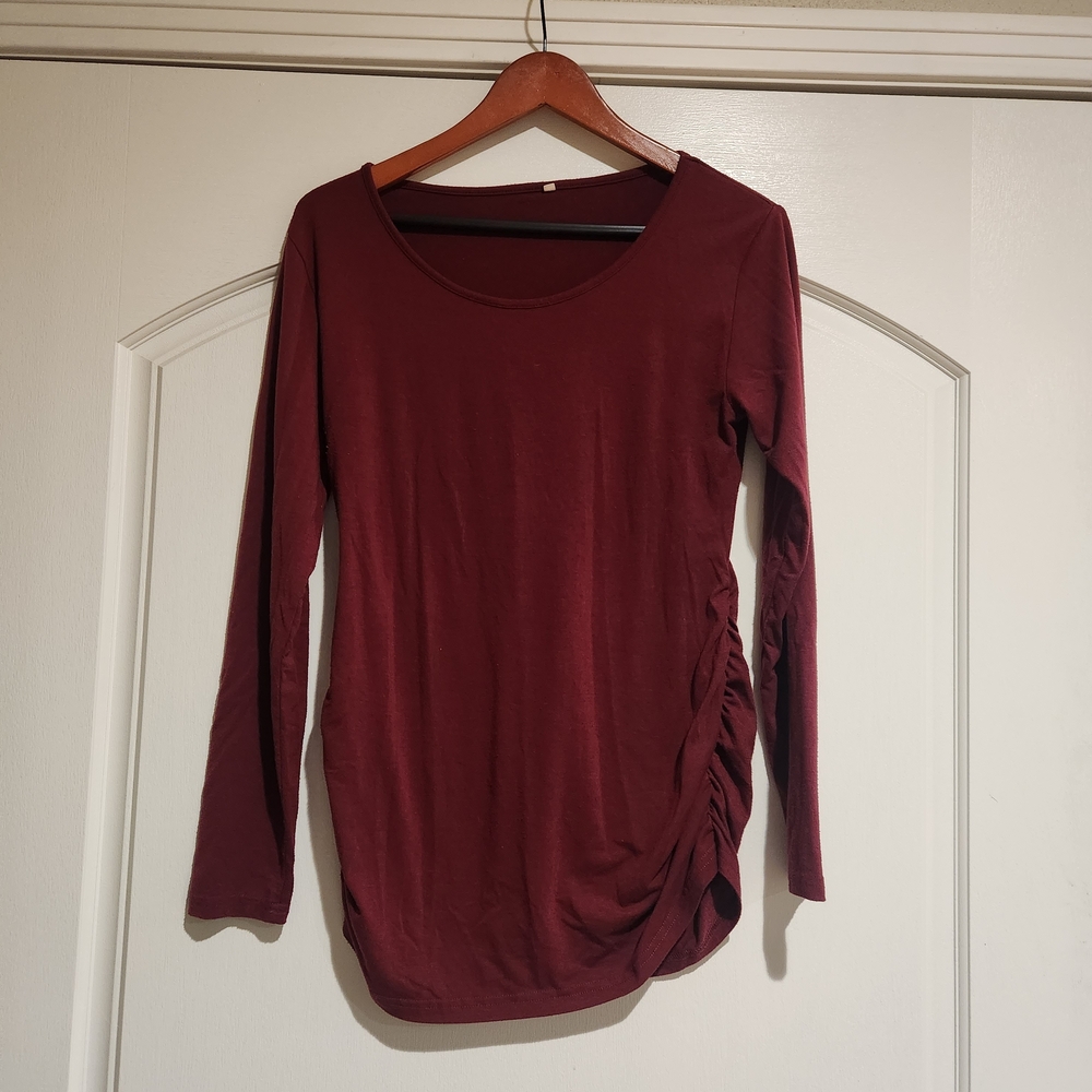 Matwrnity style Burgundy Long Sleeve Top